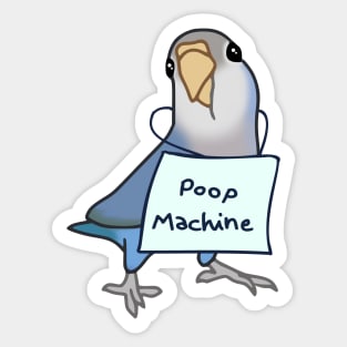 Grey Blue Lovebird - Poop Machine Sticker